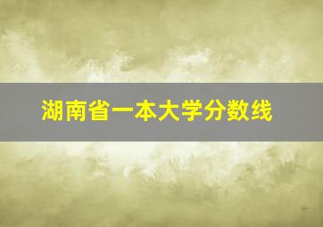 湖南省一本大学分数线