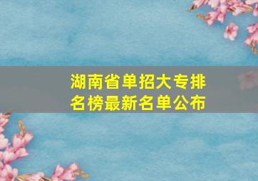 湖南省单招大专排名榜最新名单公布