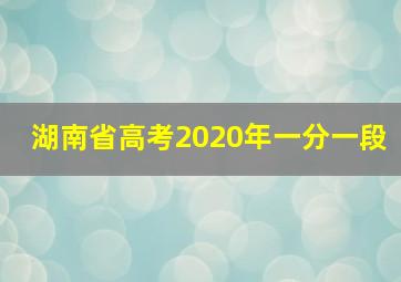 湖南省高考2020年一分一段