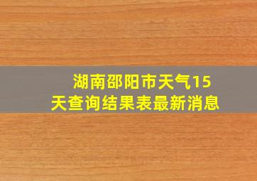 湖南邵阳市天气15天查询结果表最新消息