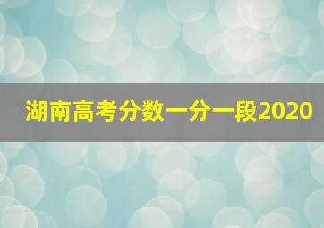 湖南高考分数一分一段2020