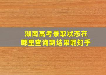 湖南高考录取状态在哪里查询到结果呢知乎