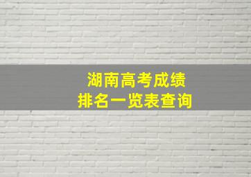 湖南高考成绩排名一览表查询