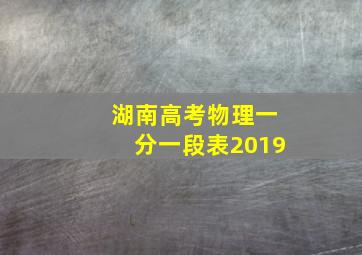 湖南高考物理一分一段表2019