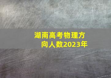 湖南高考物理方向人数2023年