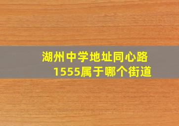 湖州中学地址同心路1555属于哪个街道