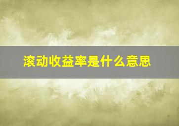 滚动收益率是什么意思