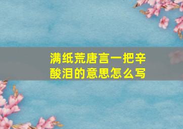 满纸荒唐言一把辛酸泪的意思怎么写