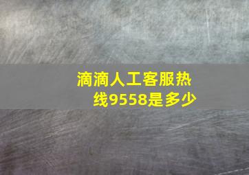 滴滴人工客服热线9558是多少