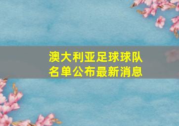 澳大利亚足球球队名单公布最新消息