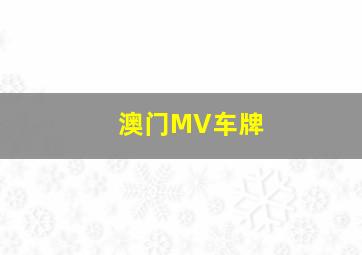 澳门MV车牌