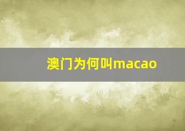 澳门为何叫macao