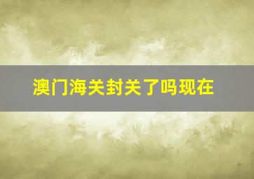 澳门海关封关了吗现在