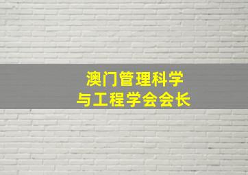 澳门管理科学与工程学会会长