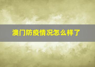 澳门防疫情况怎么样了