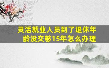 灵活就业人员到了退休年龄没交够15年怎么办理