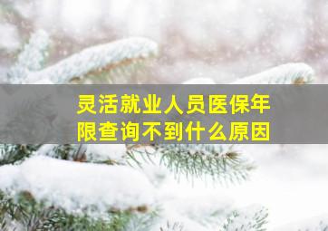 灵活就业人员医保年限查询不到什么原因