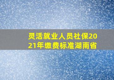 灵活就业人员社保2021年缴费标准湖南省