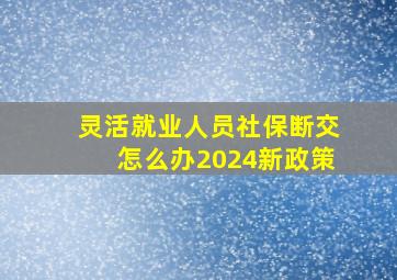 灵活就业人员社保断交怎么办2024新政策