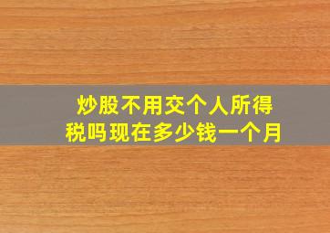 炒股不用交个人所得税吗现在多少钱一个月