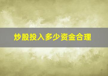 炒股投入多少资金合理