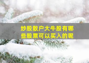 炒股散户大牛股有哪些股票可以买入的呢