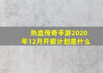 热血传奇手游2020年12月开服计划是什么