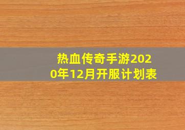 热血传奇手游2020年12月开服计划表