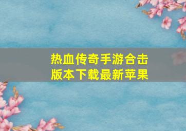 热血传奇手游合击版本下载最新苹果