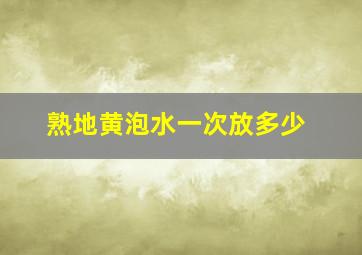 熟地黄泡水一次放多少