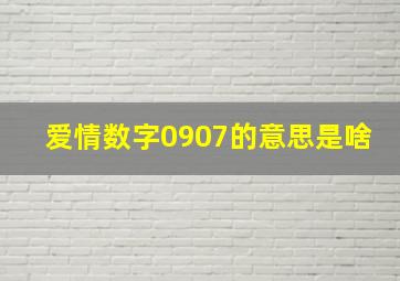 爱情数字0907的意思是啥