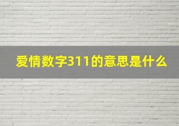 爱情数字311的意思是什么