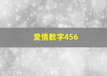 爱情数字456