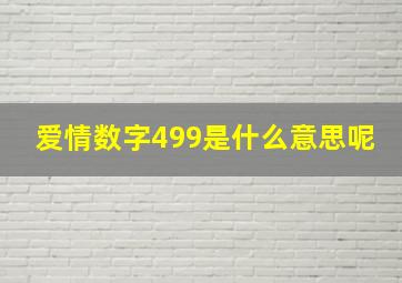 爱情数字499是什么意思呢