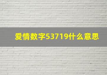 爱情数字53719什么意思