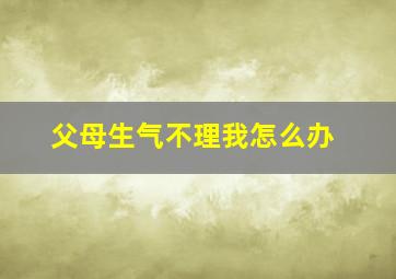 父母生气不理我怎么办