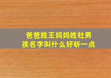 爸爸姓王妈妈姓杜男孩名字叫什么好听一点