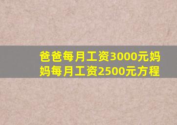 爸爸每月工资3000元妈妈每月工资2500元方程