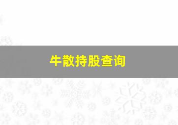 牛散持股查询