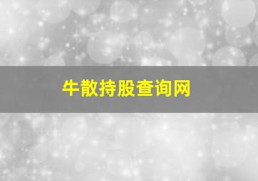 牛散持股查询网