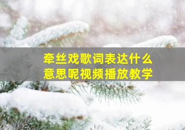 牵丝戏歌词表达什么意思呢视频播放教学