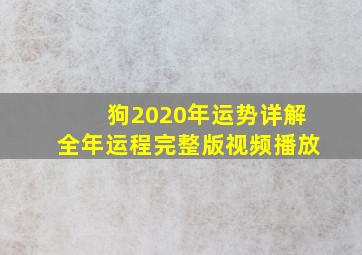 狗2020年运势详解全年运程完整版视频播放