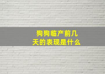 狗狗临产前几天的表现是什么