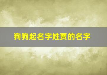 狗狗起名字姓贾的名字