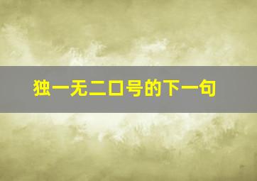 独一无二口号的下一句