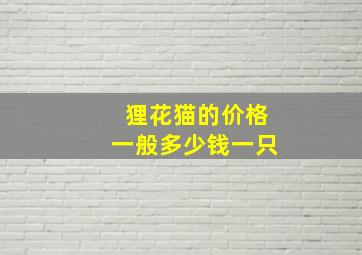 狸花猫的价格一般多少钱一只