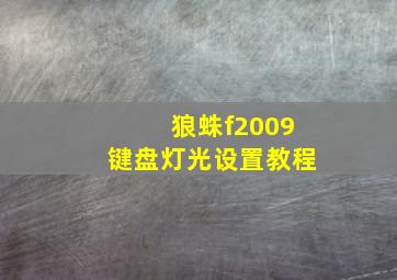 狼蛛f2009键盘灯光设置教程