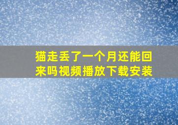 猫走丢了一个月还能回来吗视频播放下载安装