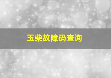 玉柴故障码查询