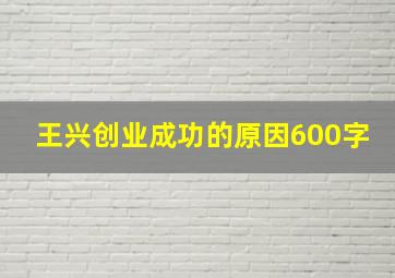 王兴创业成功的原因600字